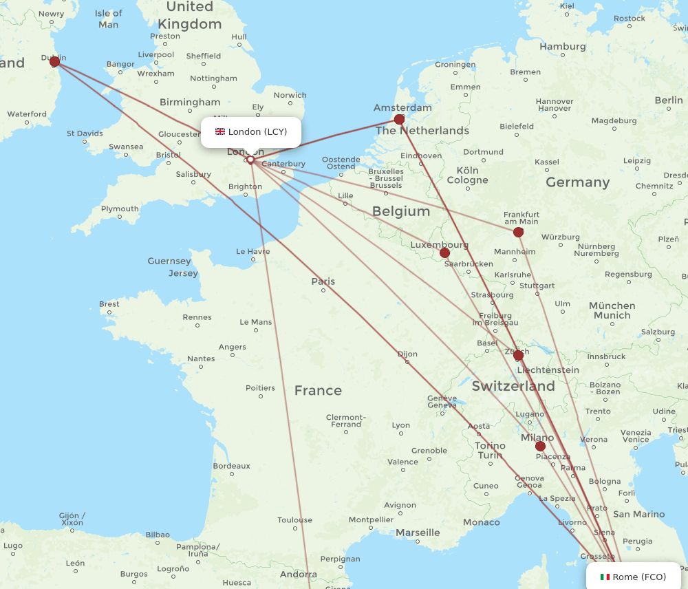 FCO-LCY flight routes