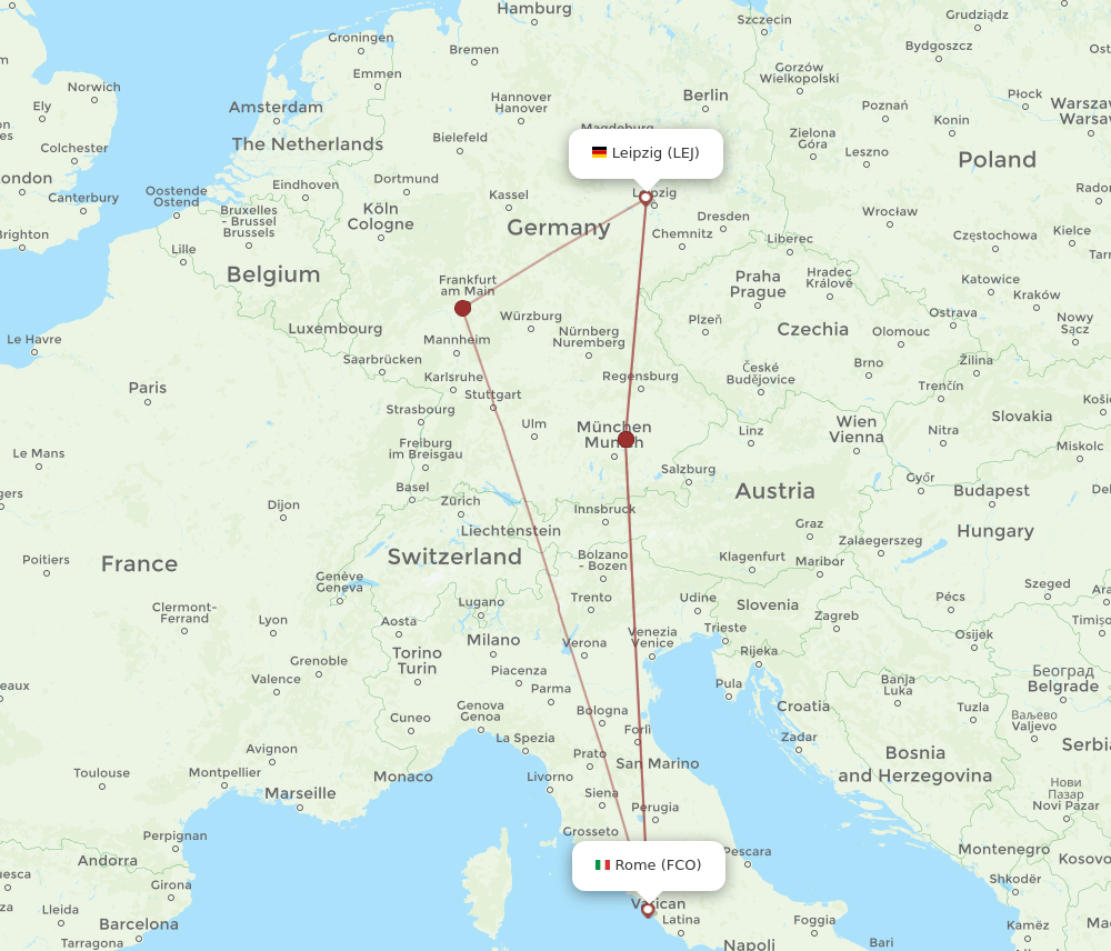 FCO-LEJ flight routes