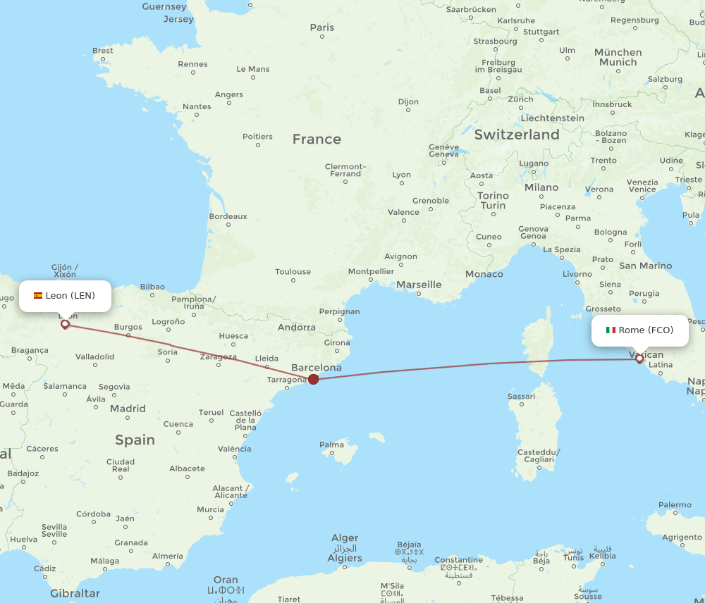 FCO-LEN flight routes