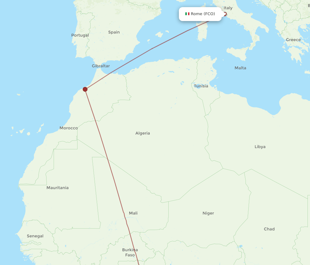 FCO-LFW flight routes