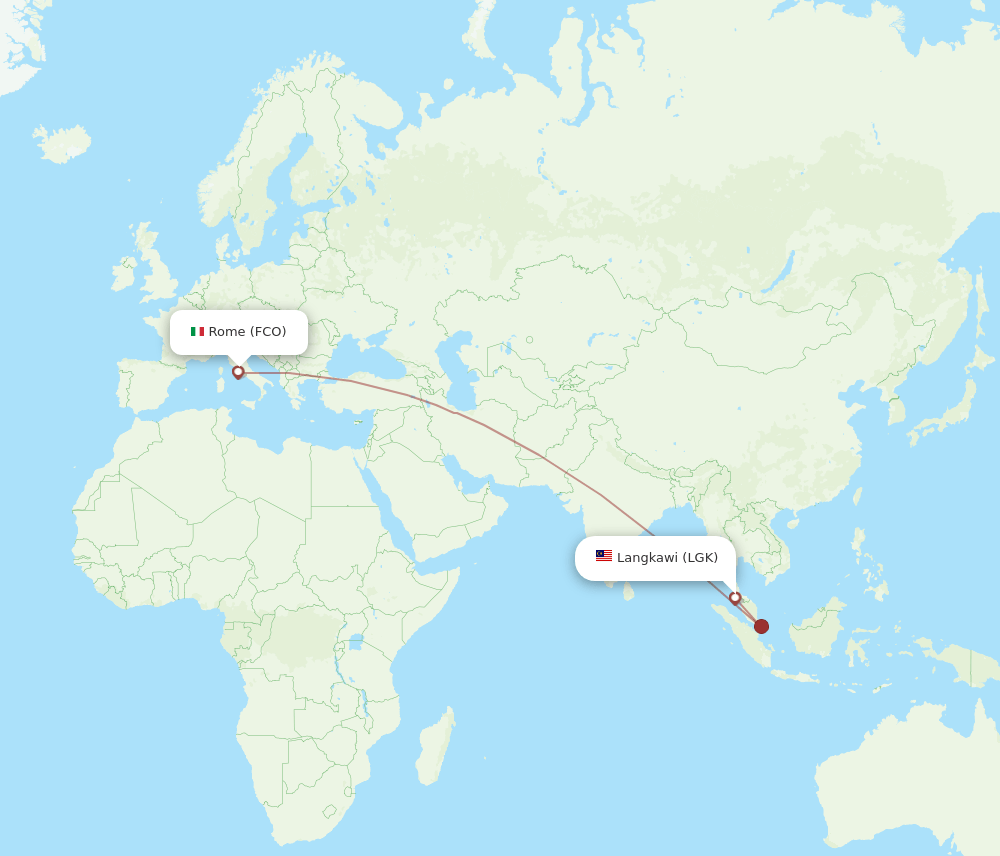 FCO-LGK flight routes