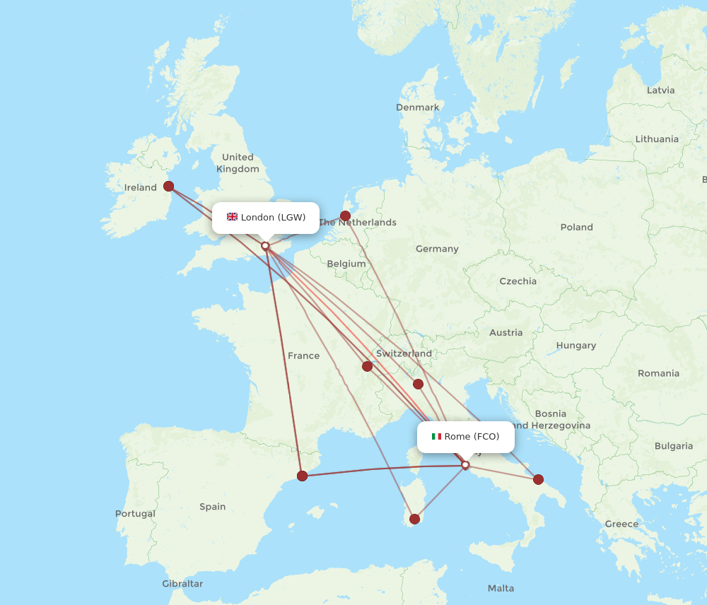 FCO-LGW flight routes