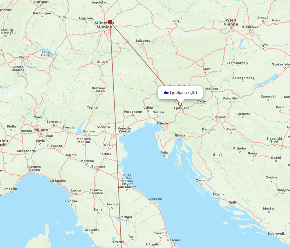 FCO-LJU flight routes