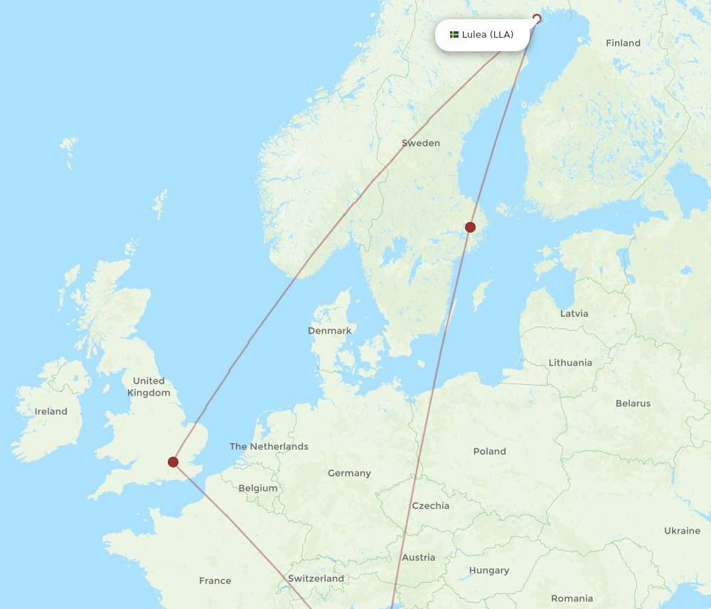 FCO-LLA flight routes
