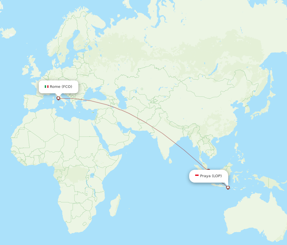 Praya - Rome route map and flight paths