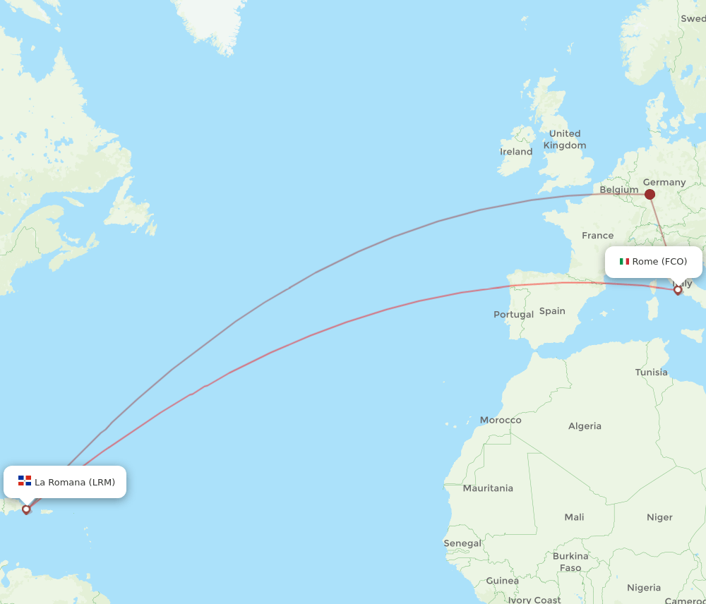 FCO to LRM flights and routes map