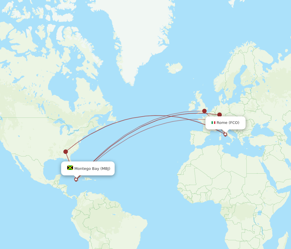 FCO-MBJ flight routes