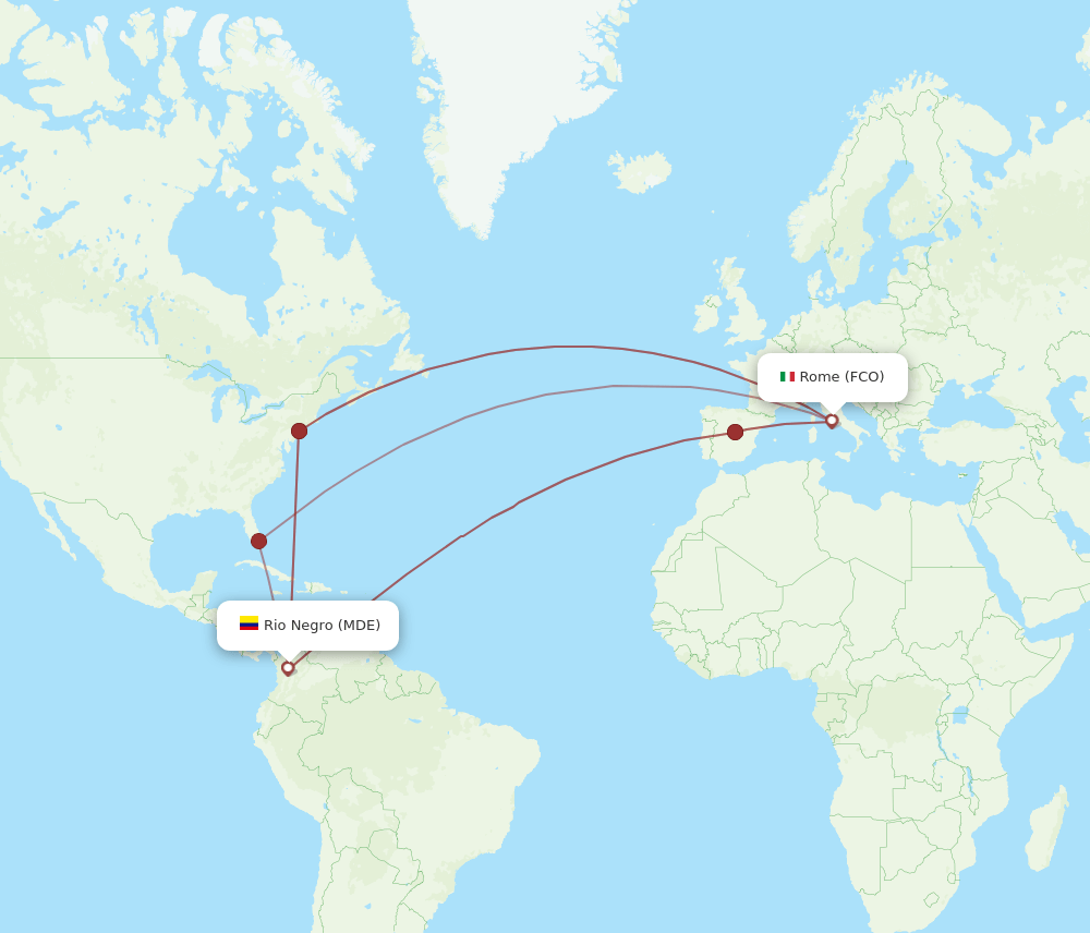 FCO-MDE flight routes