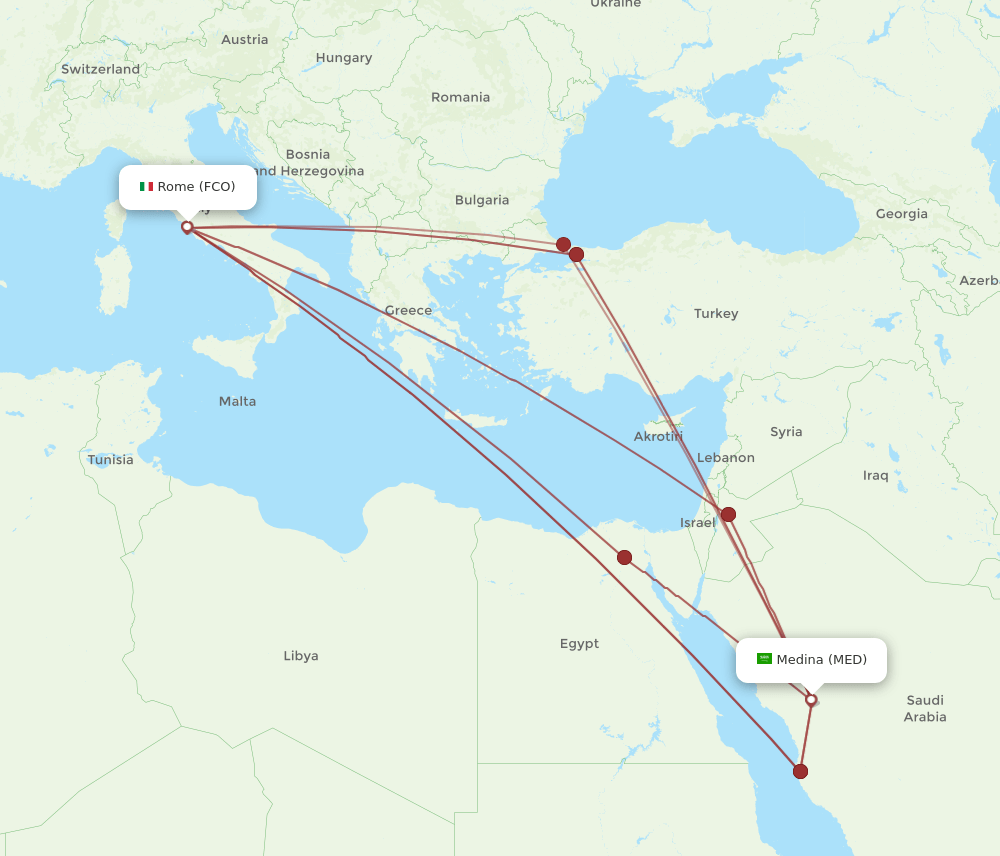 FCO-MED flight routes