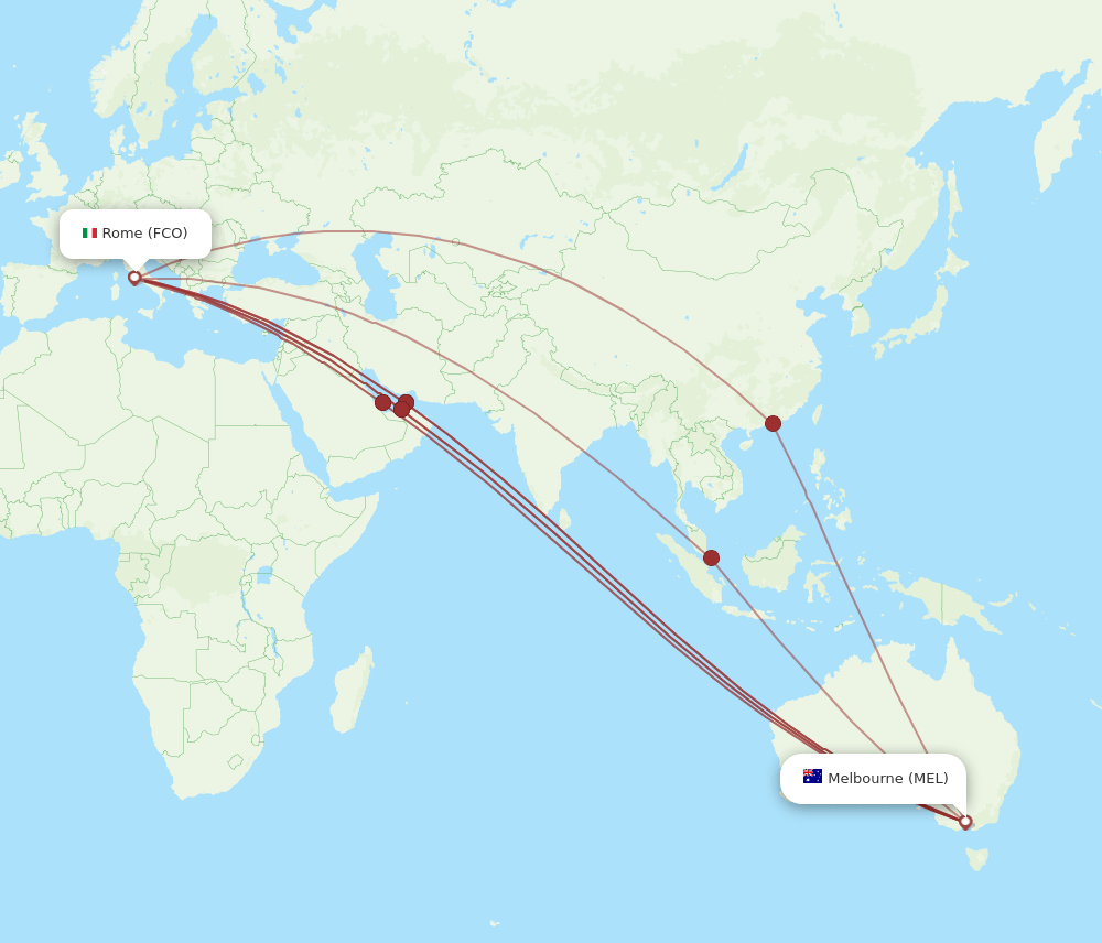 FCO-MEL flight routes