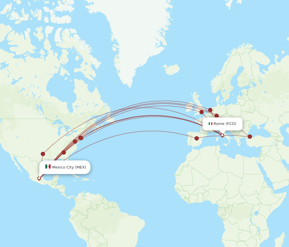 FCO-MEX flight routes