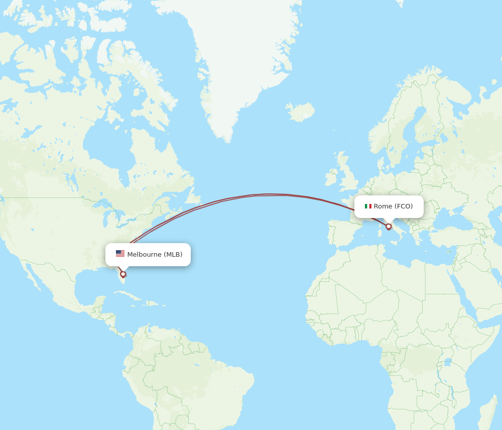 FCO-MLB flight routes