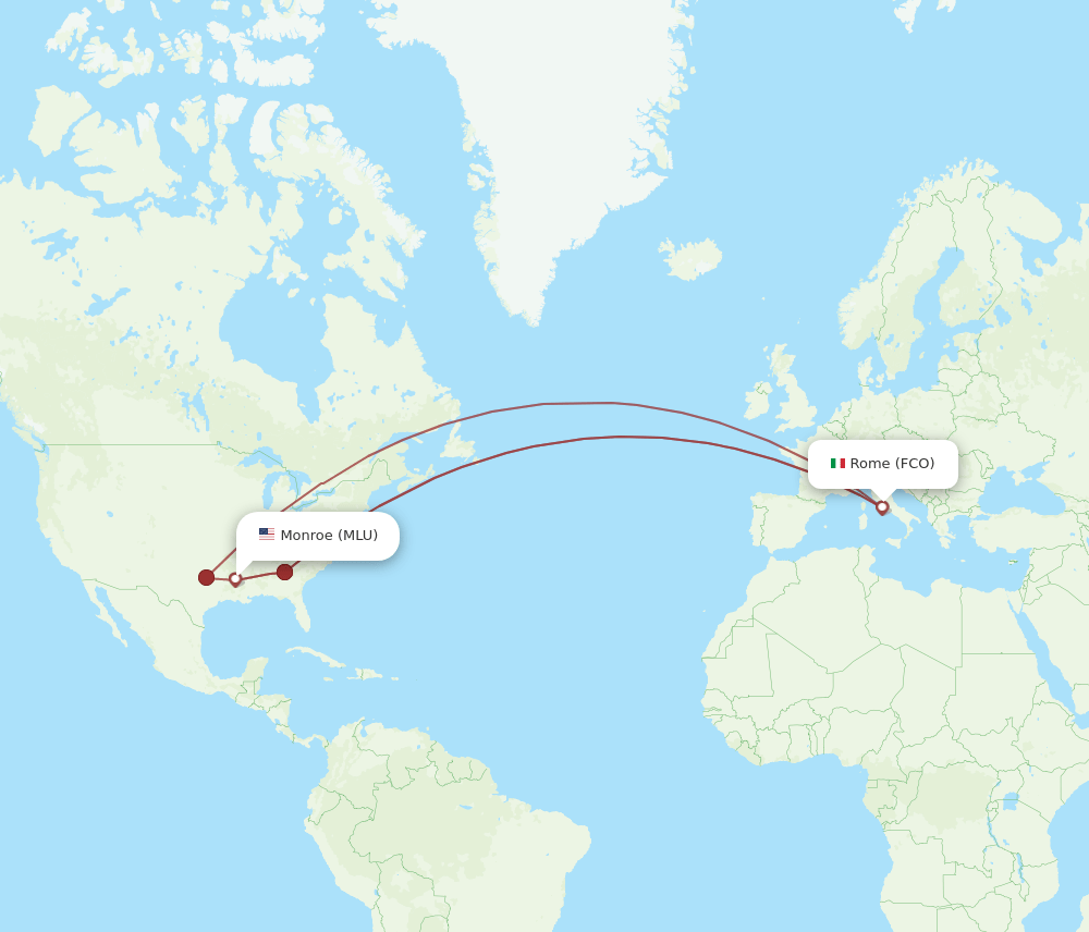 FCO-MLU flight routes