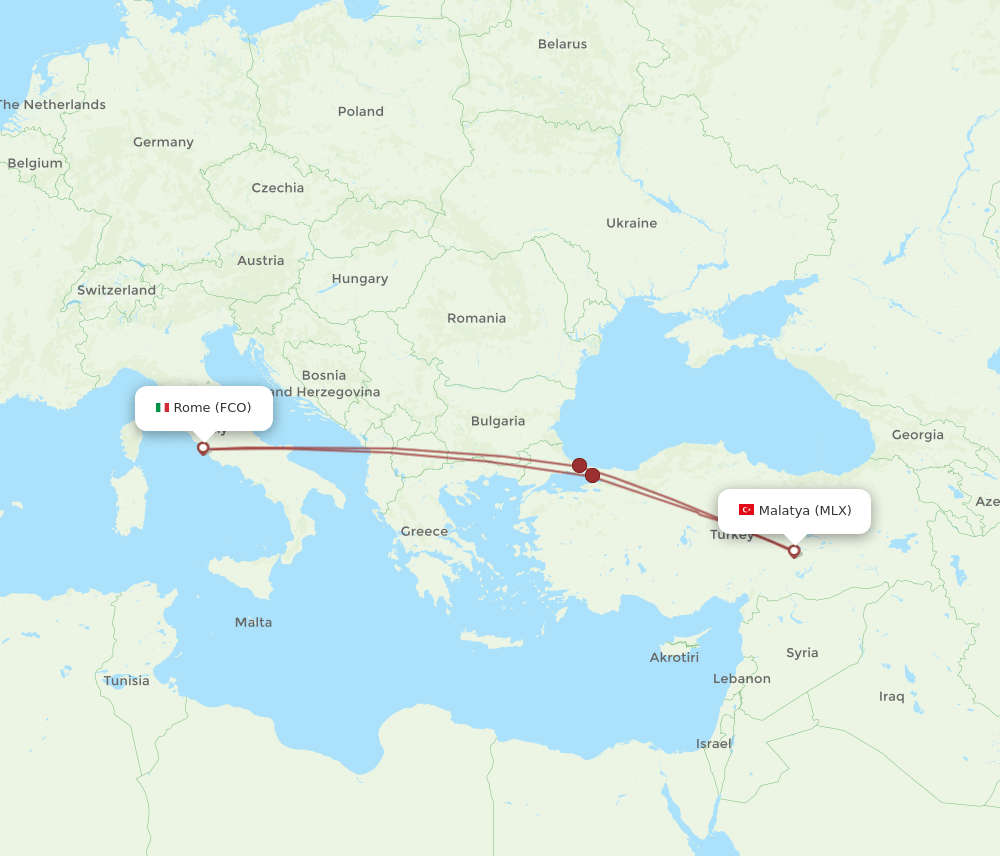 FCO-MLX flight routes