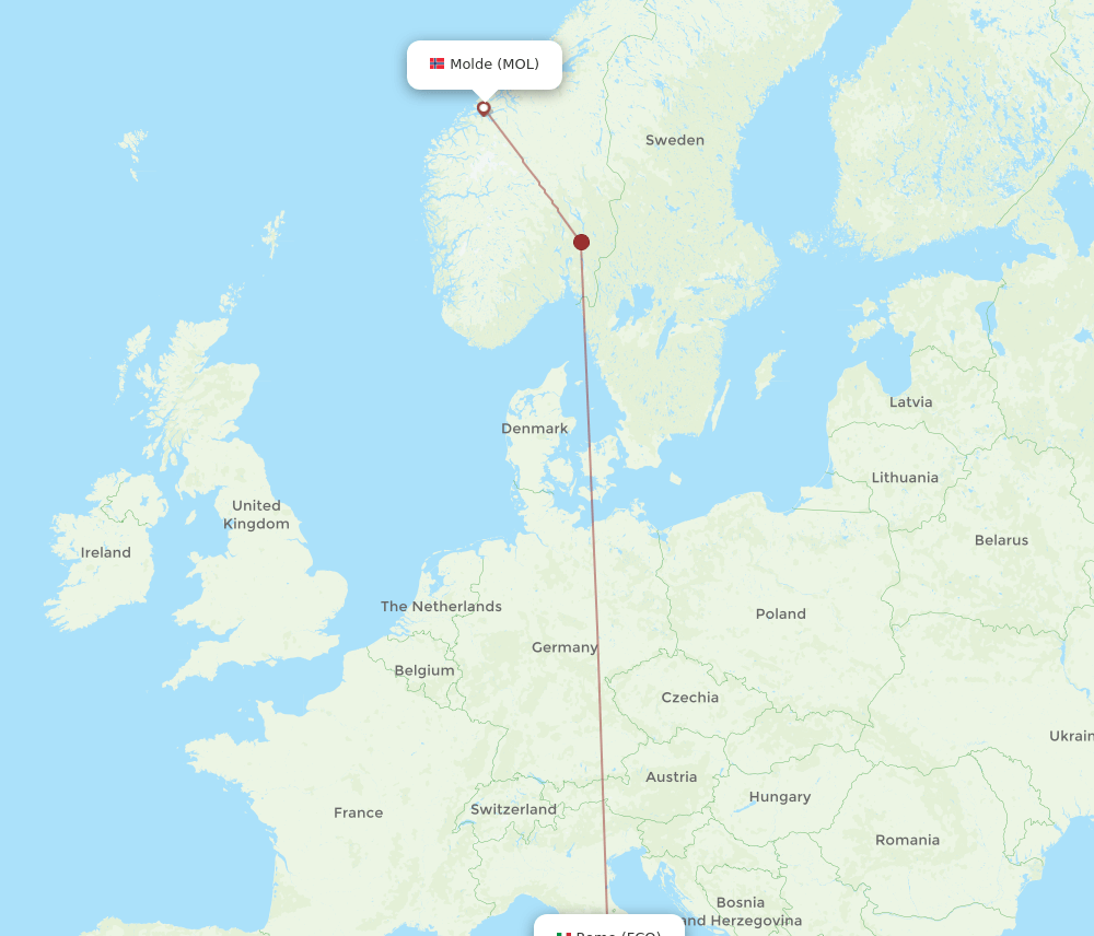 FCO-MOL flight routes