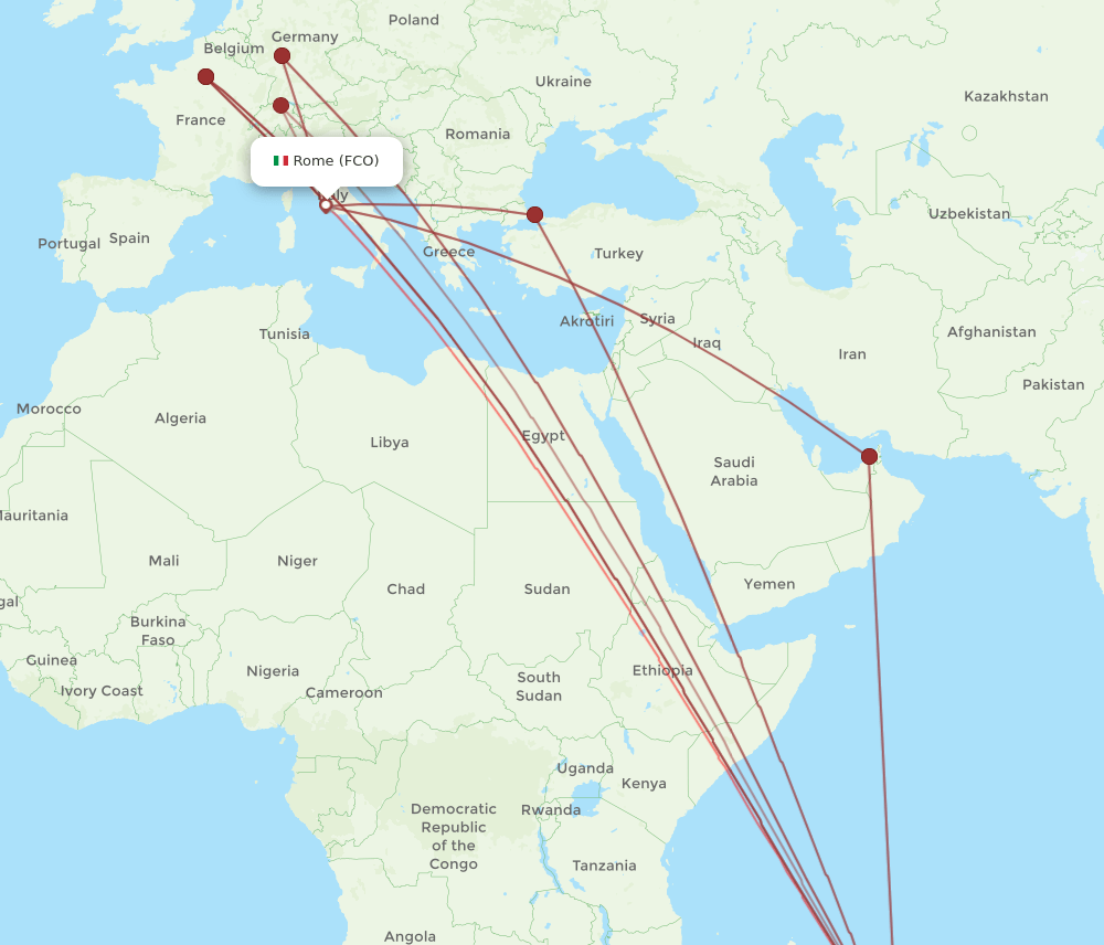 FCO-MRU flight routes