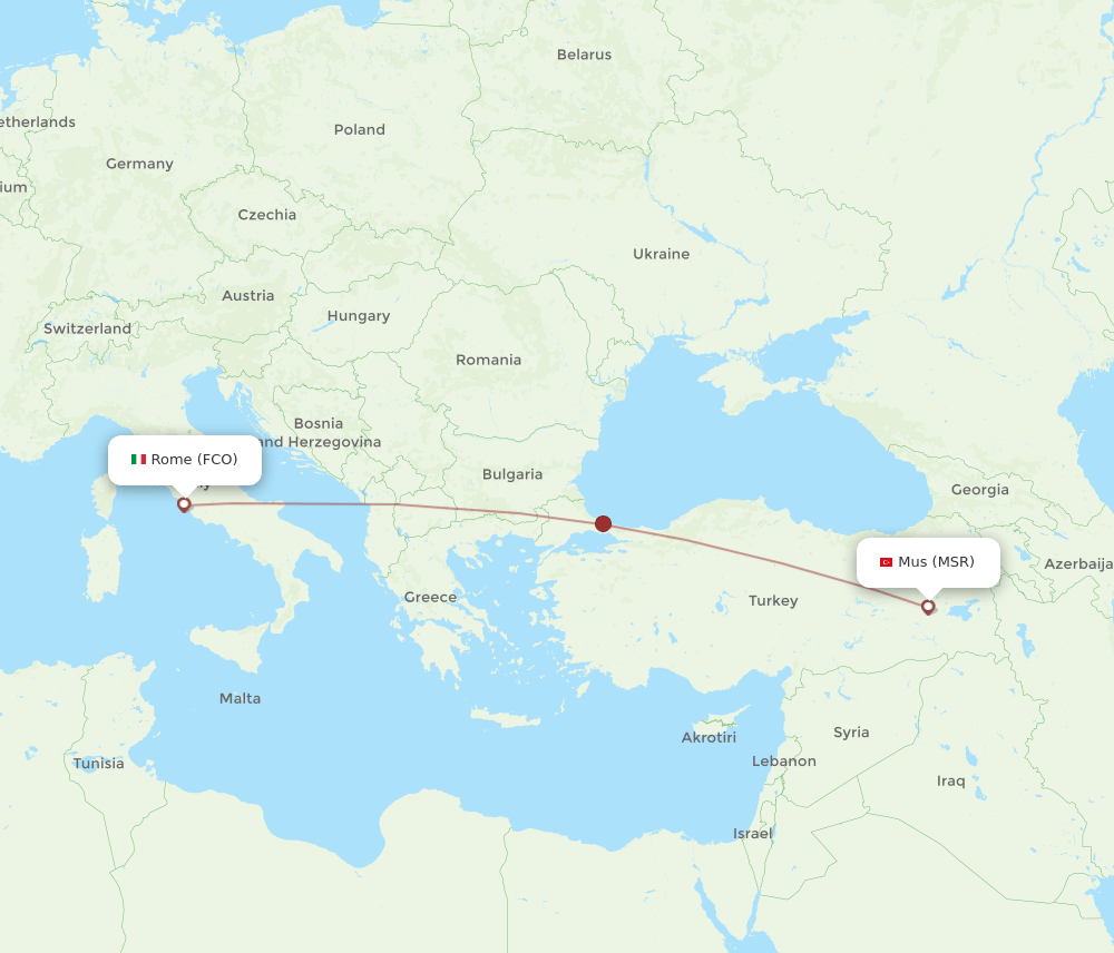 FCO to MSR flights and routes map