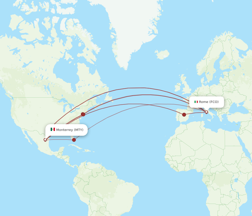 FCO-MTY flight routes