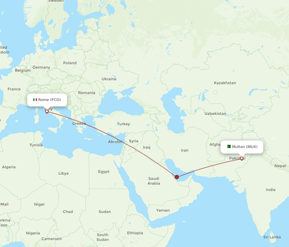 FCO-MUX flight routes