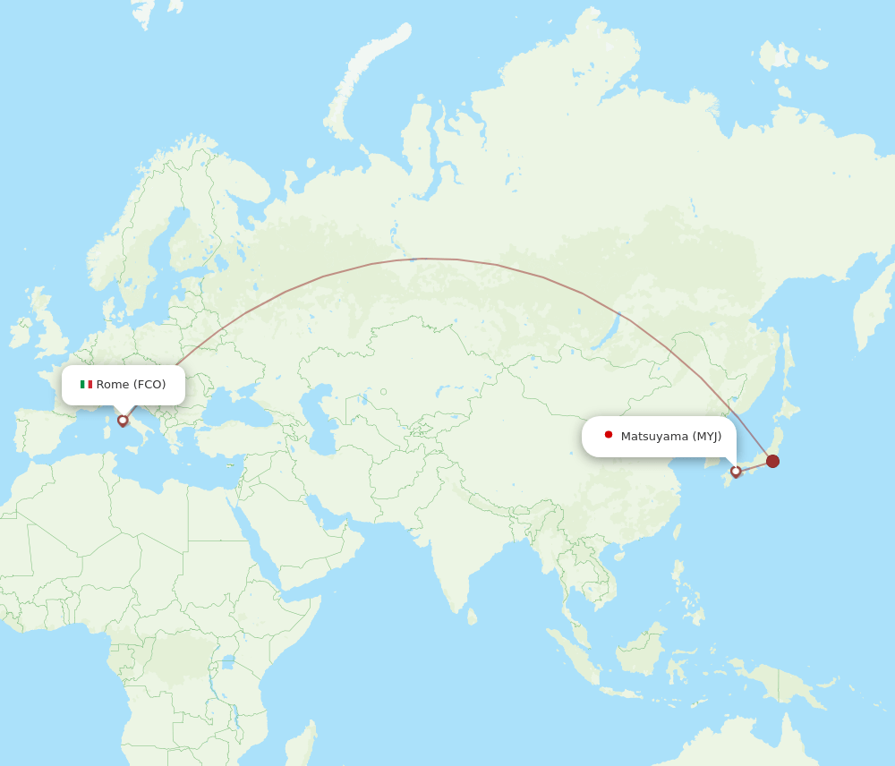 FCO to MYJ flights and routes map