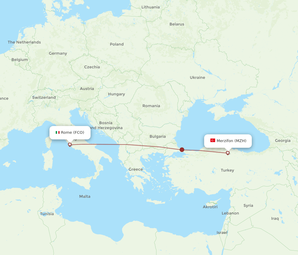 FCO-MZH flight routes