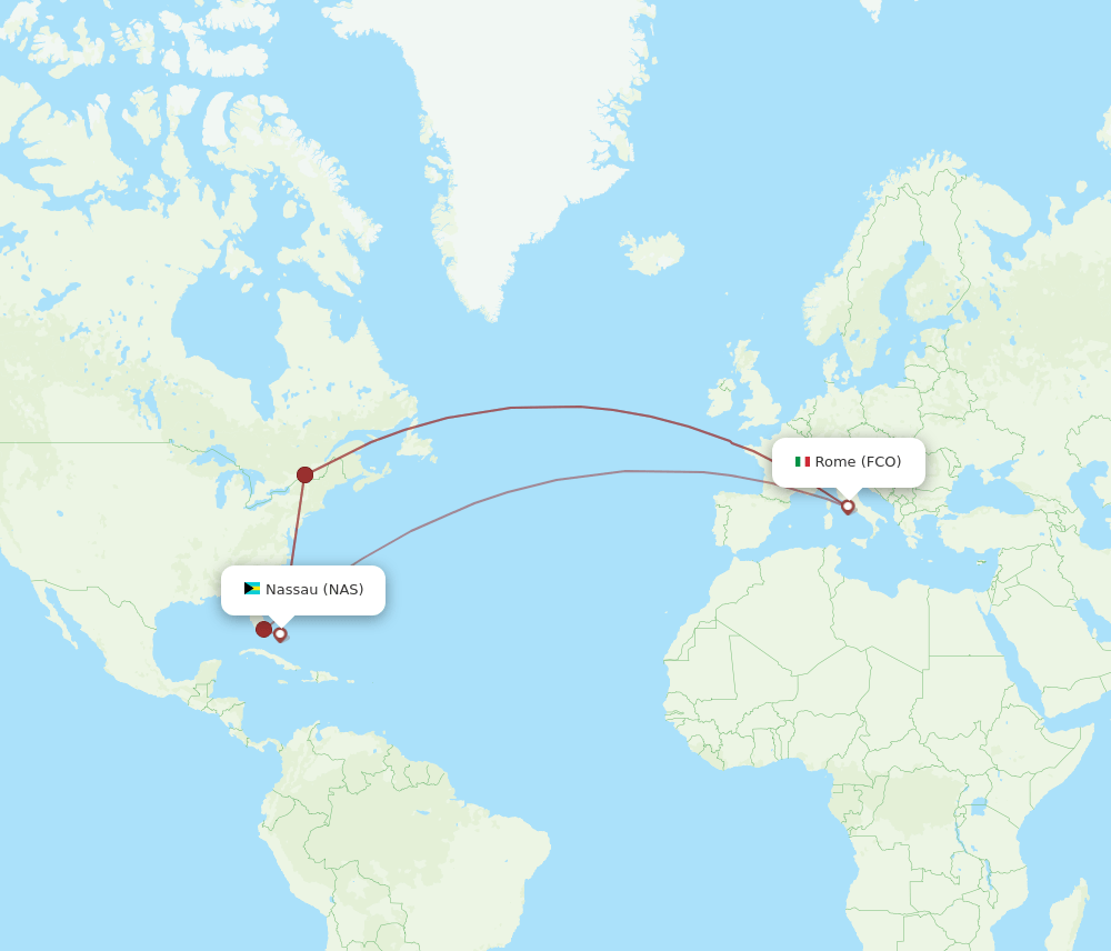 FCO-NAS flight routes