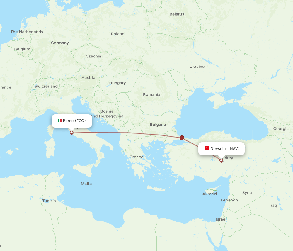 FCO to NAV flights and routes map