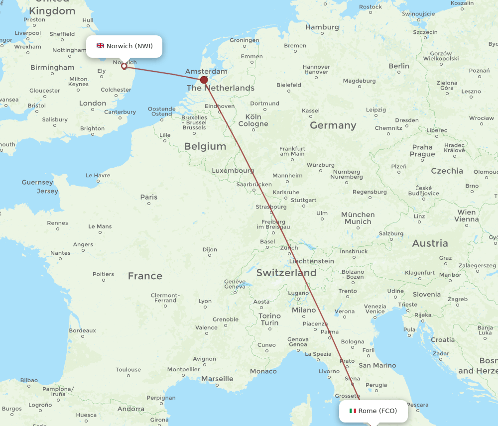 FCO-NWI flight routes