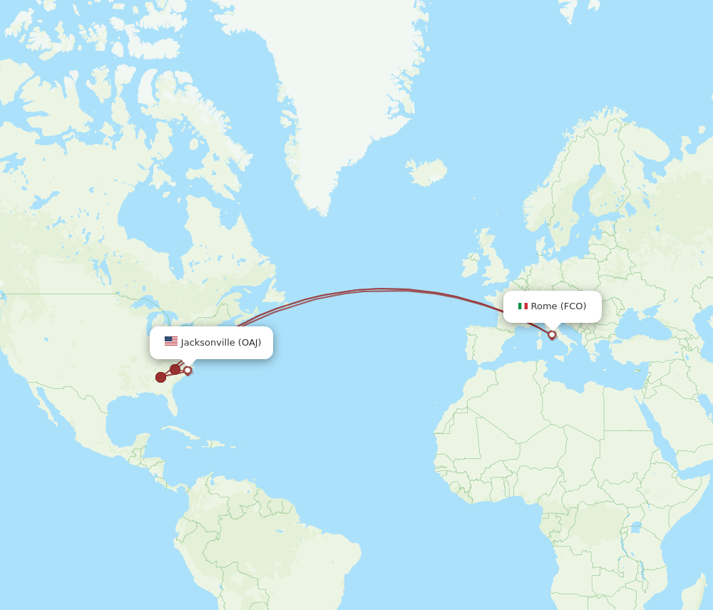 FCO-OAJ flight routes