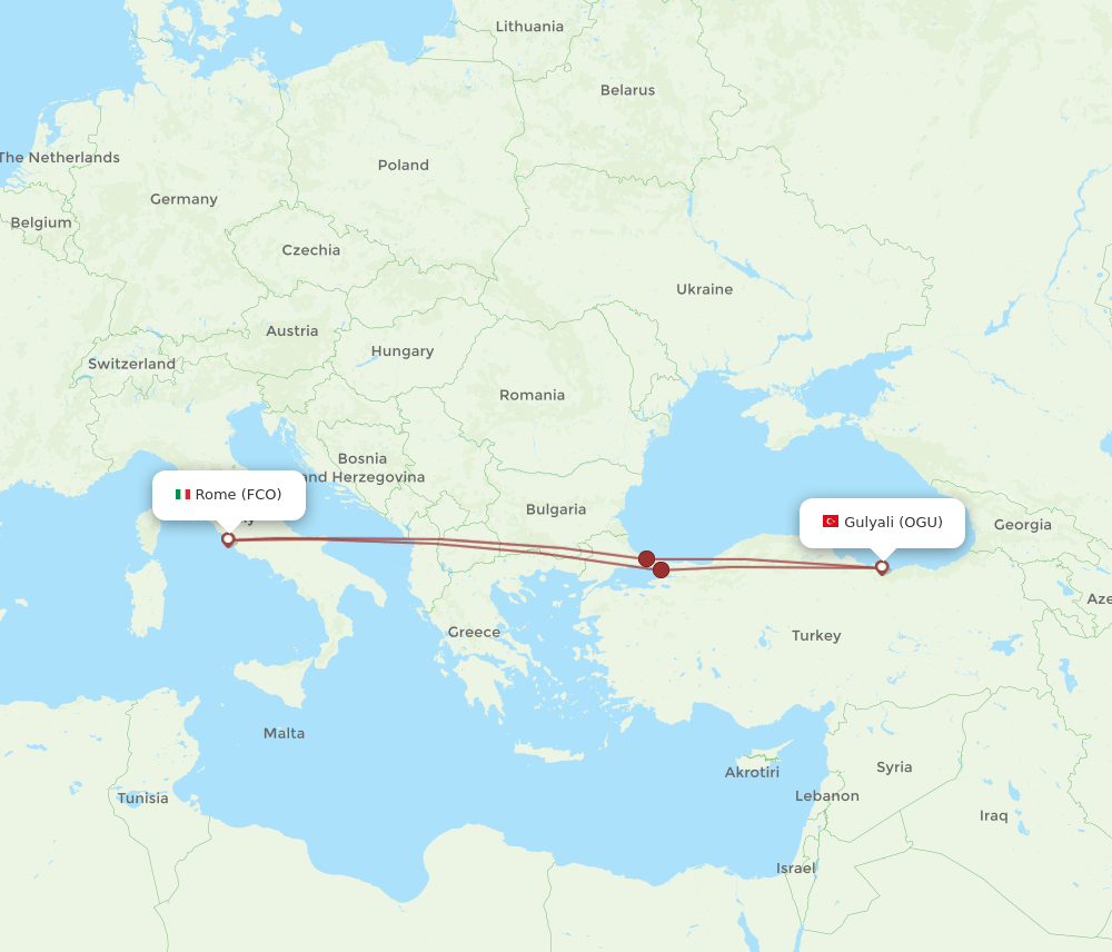 FCO-OGU flight routes