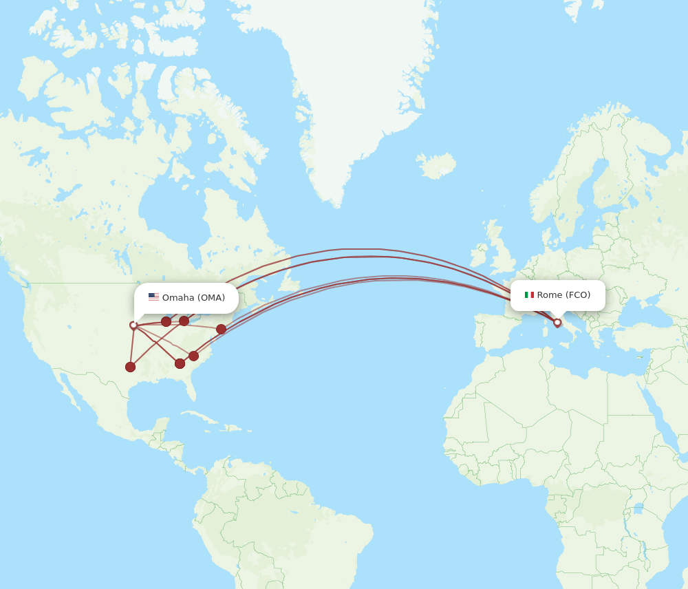 FCO-OMA flight routes