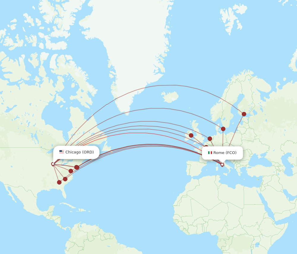FCO-ORD flight routes