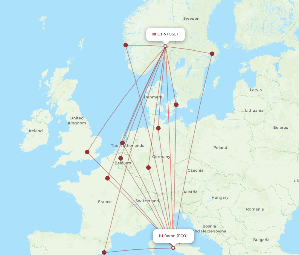 FCO-OSL flight routes