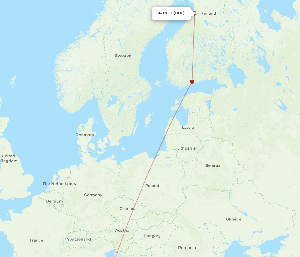 FCO-OUL flight routes