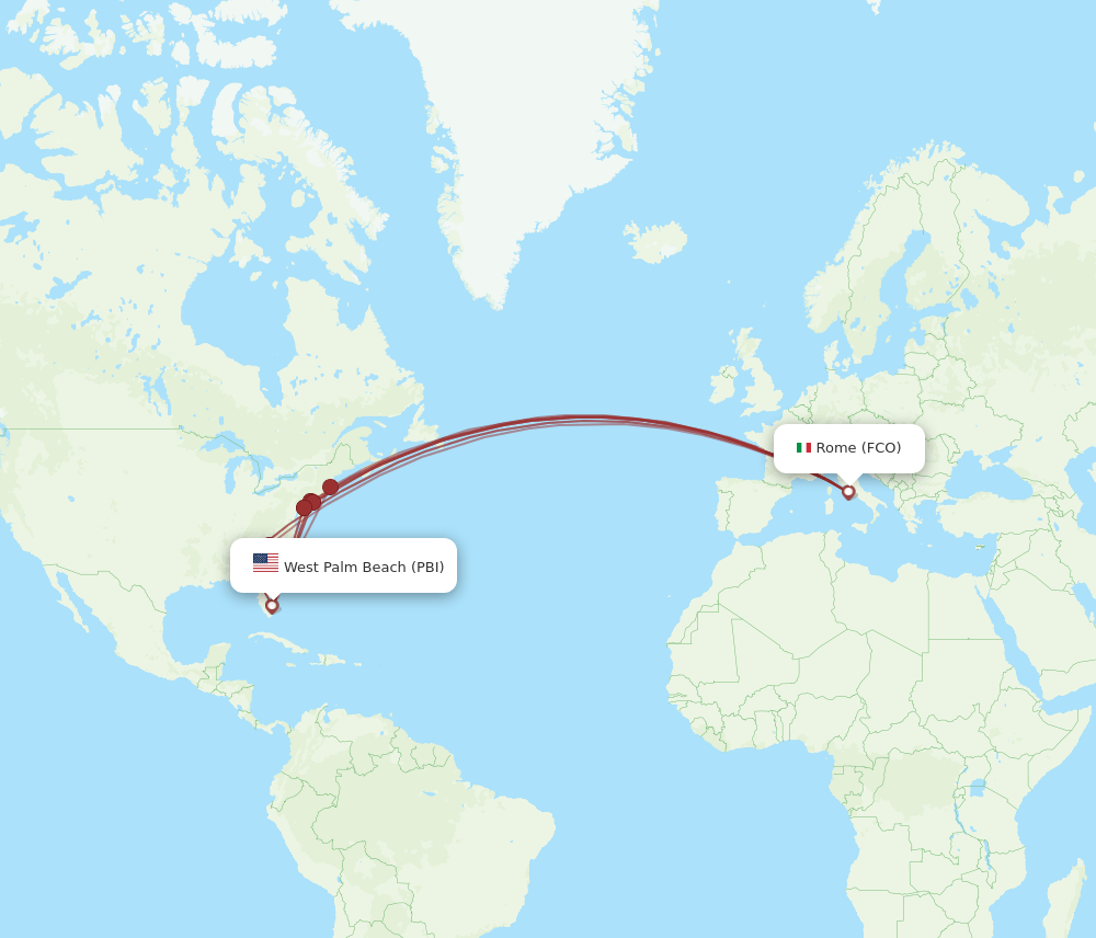 FCO-PBI flight routes