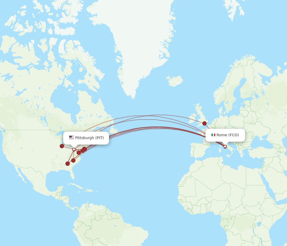 FCO-PIT flight routes