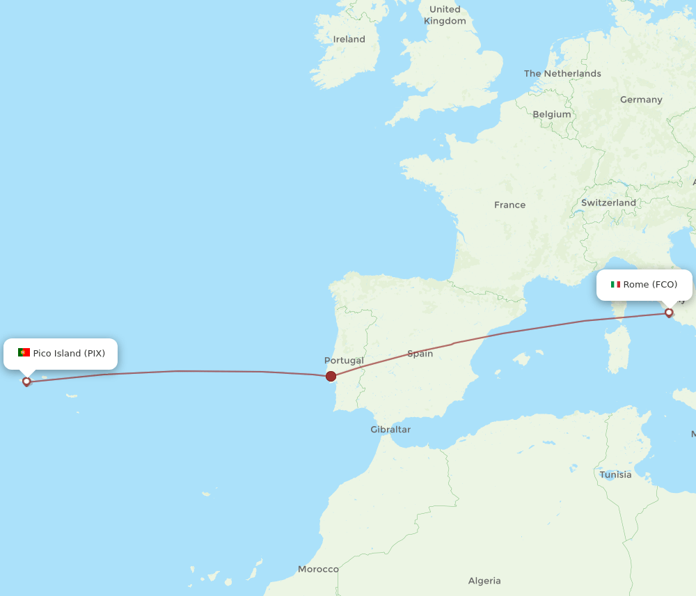 FCO to PIX flights and routes map
