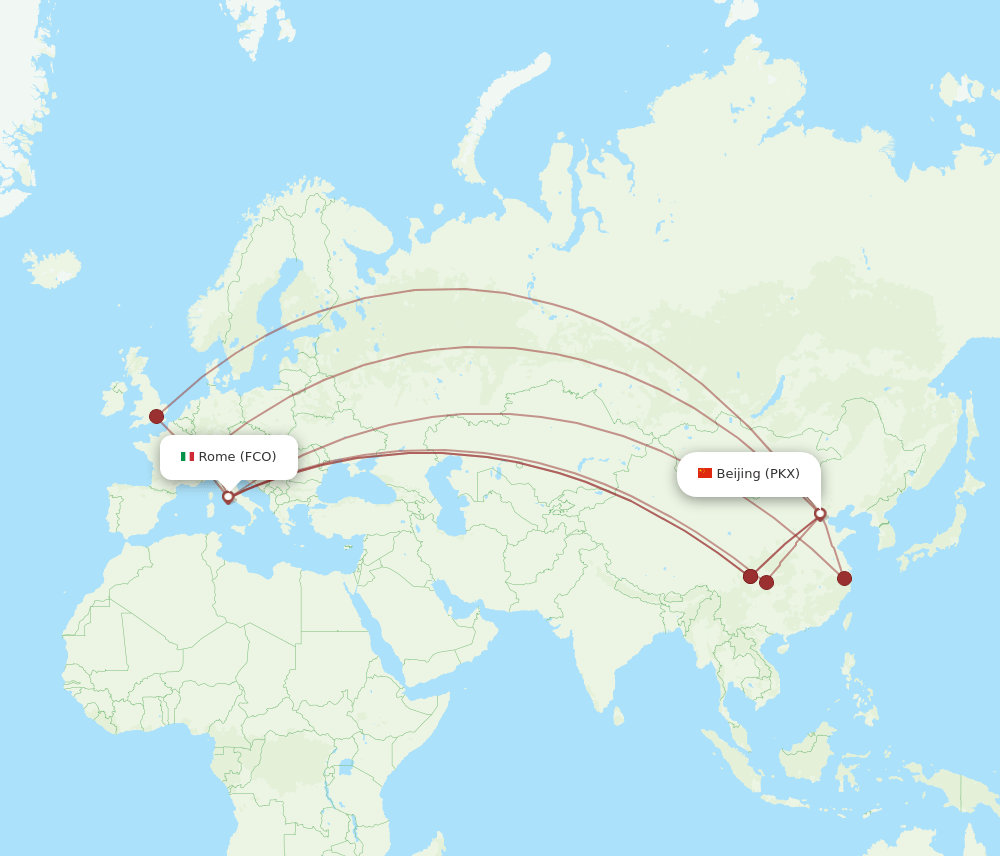 FCO-PKX flight routes
