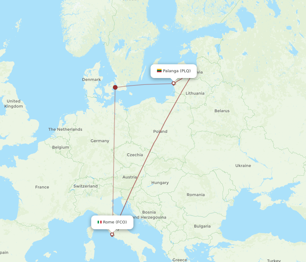 FCO-PLQ flight routes
