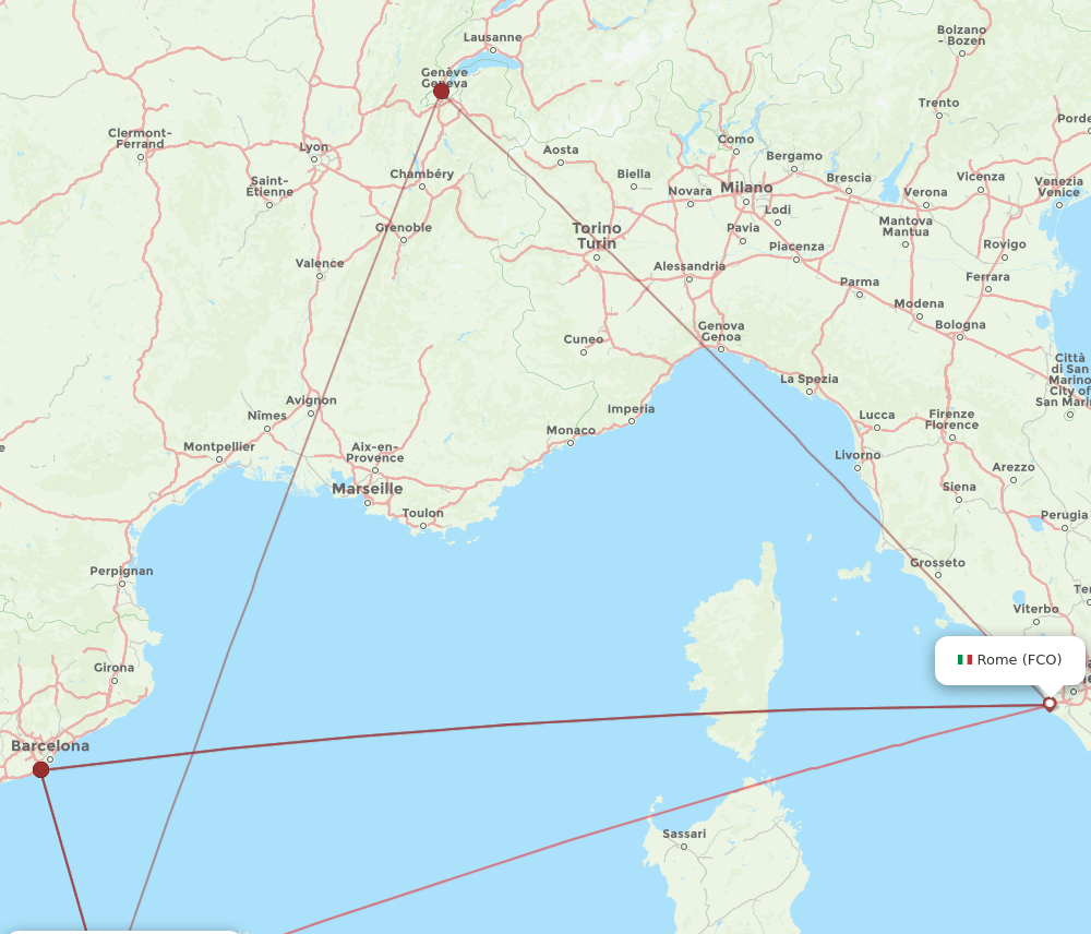 FCO to PMI flights and routes map