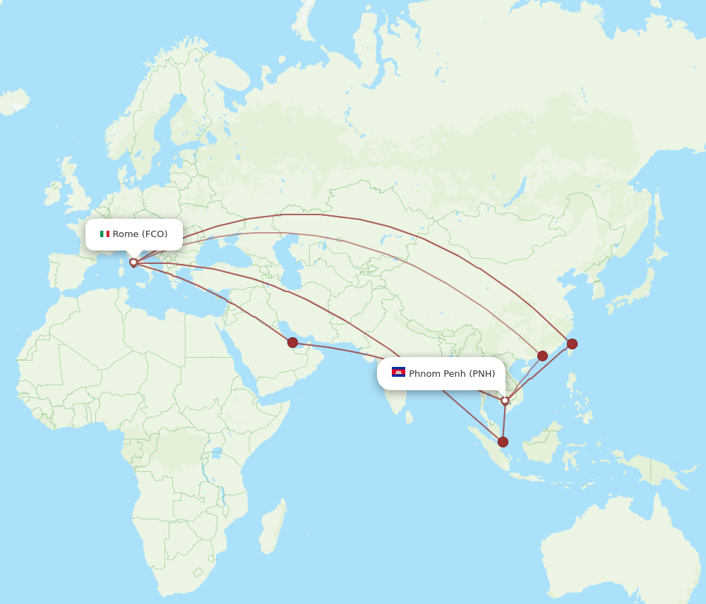 FCO to PNH flights and routes map