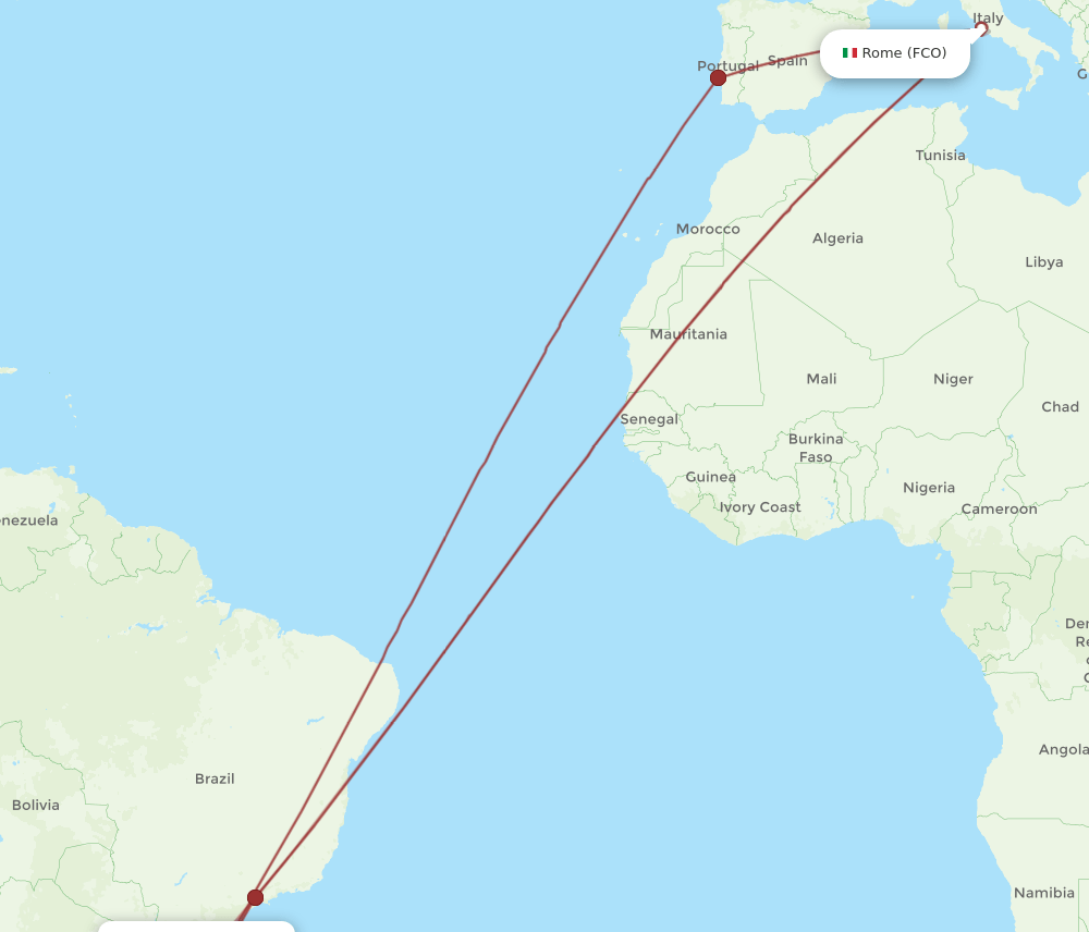 FCO to POA flights and routes map