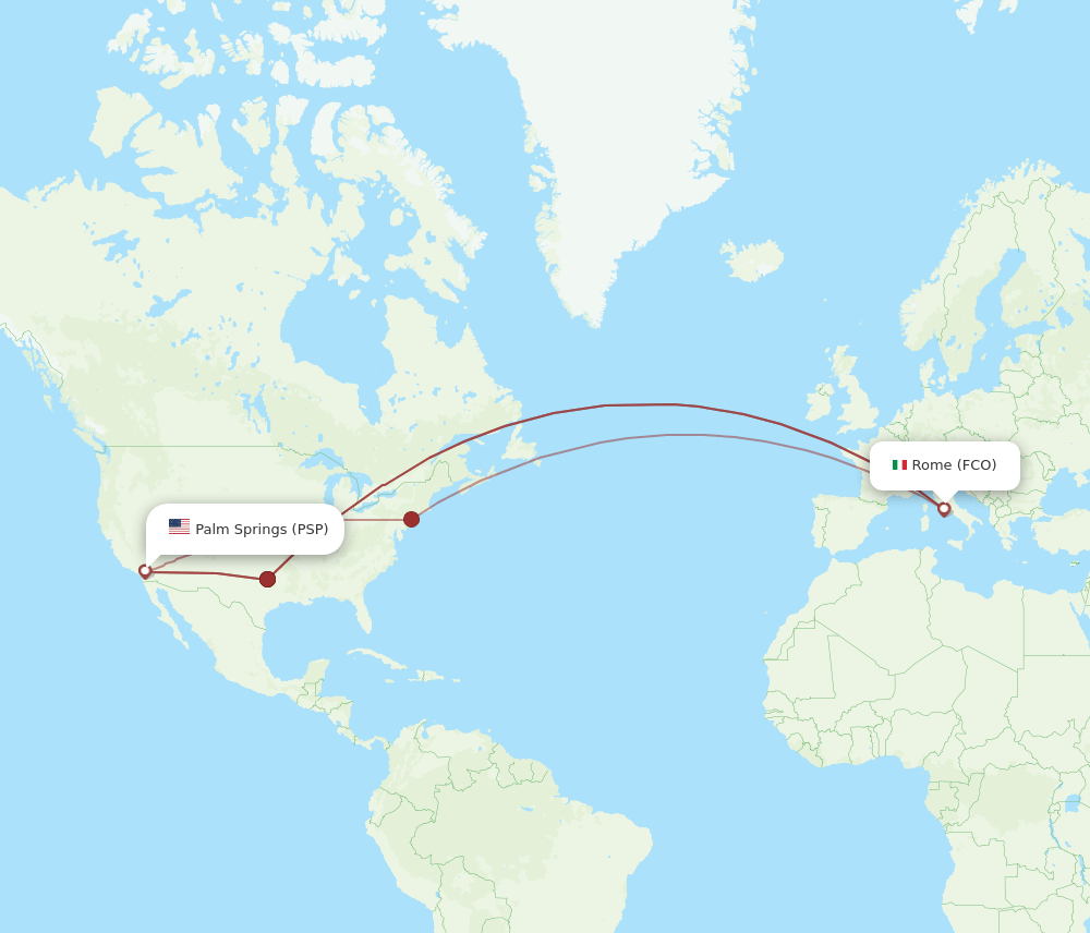 FCO to PSP flights and routes map