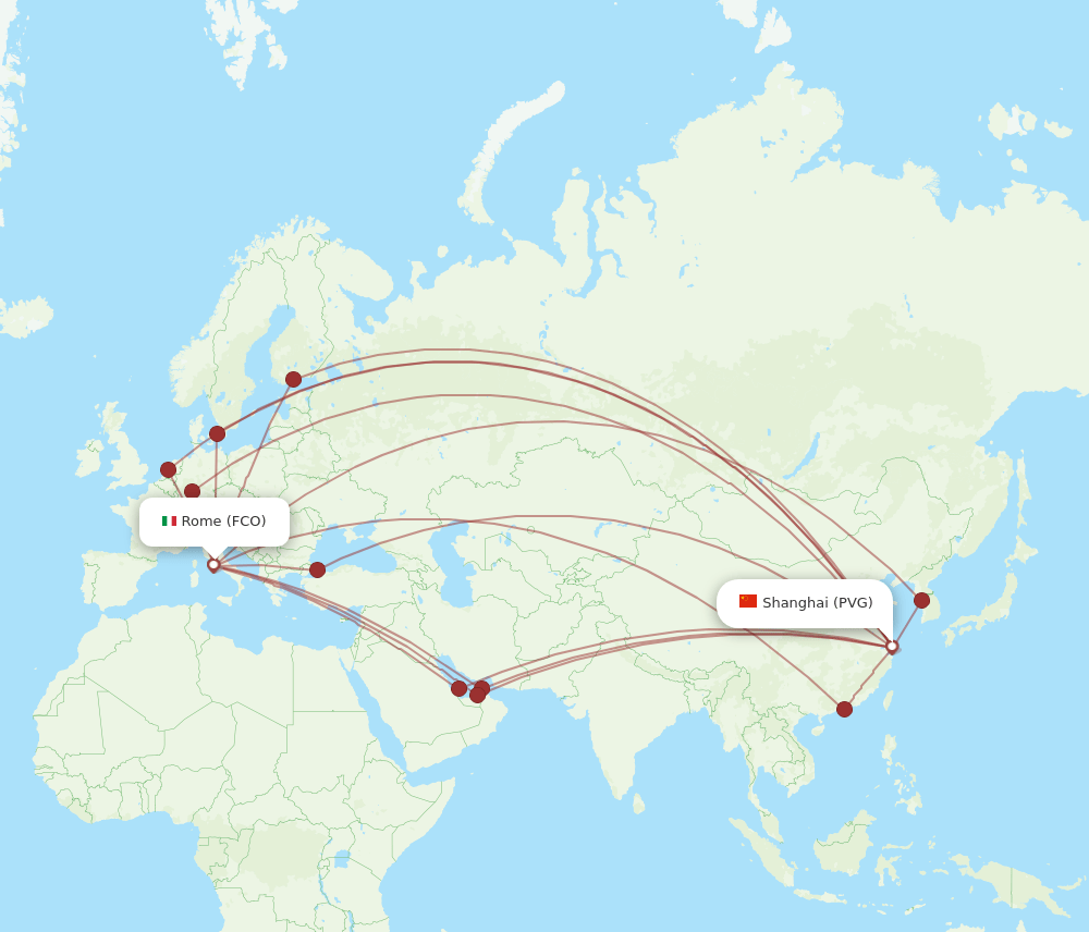 FCO-PVG flight routes