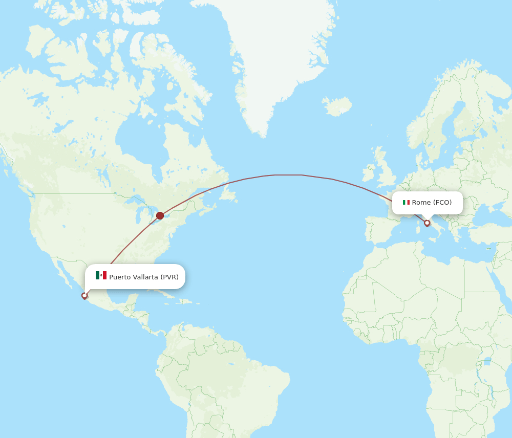 FCO to PVR flights and routes map
