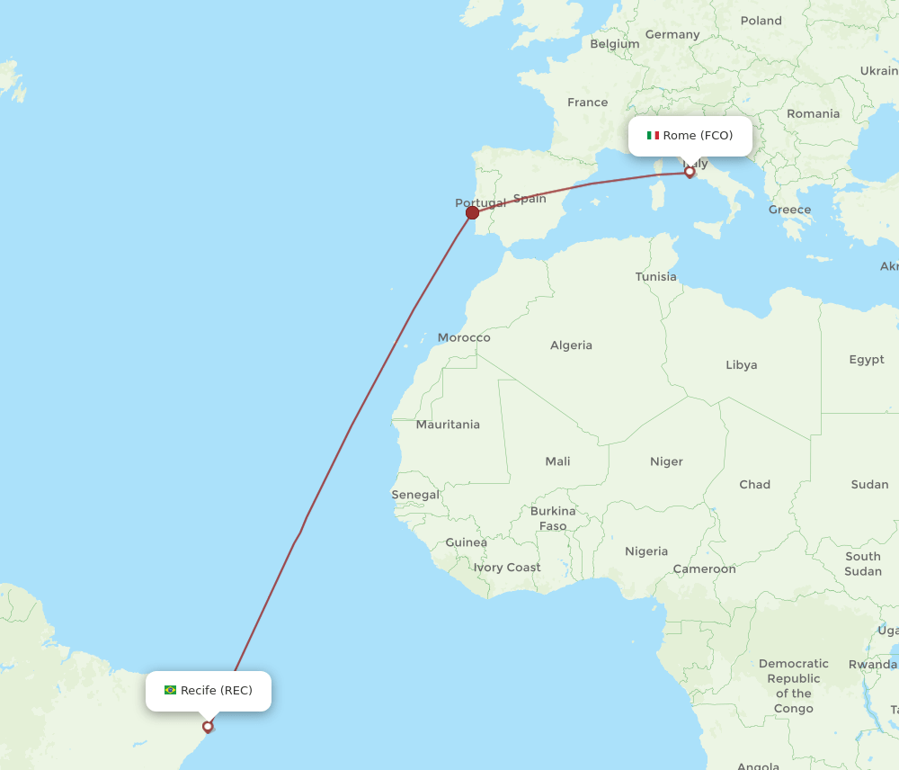 FCO-REC flight routes
