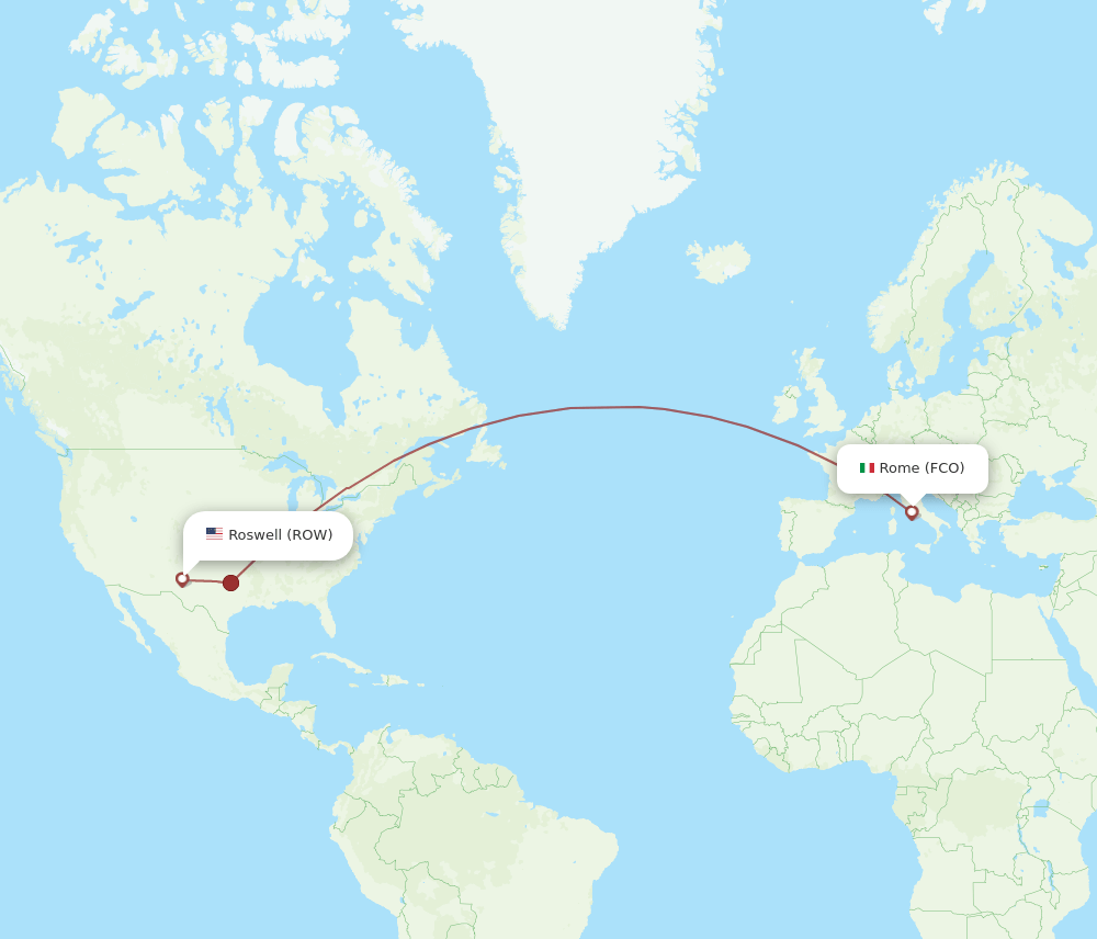 FCO-ROW flight routes