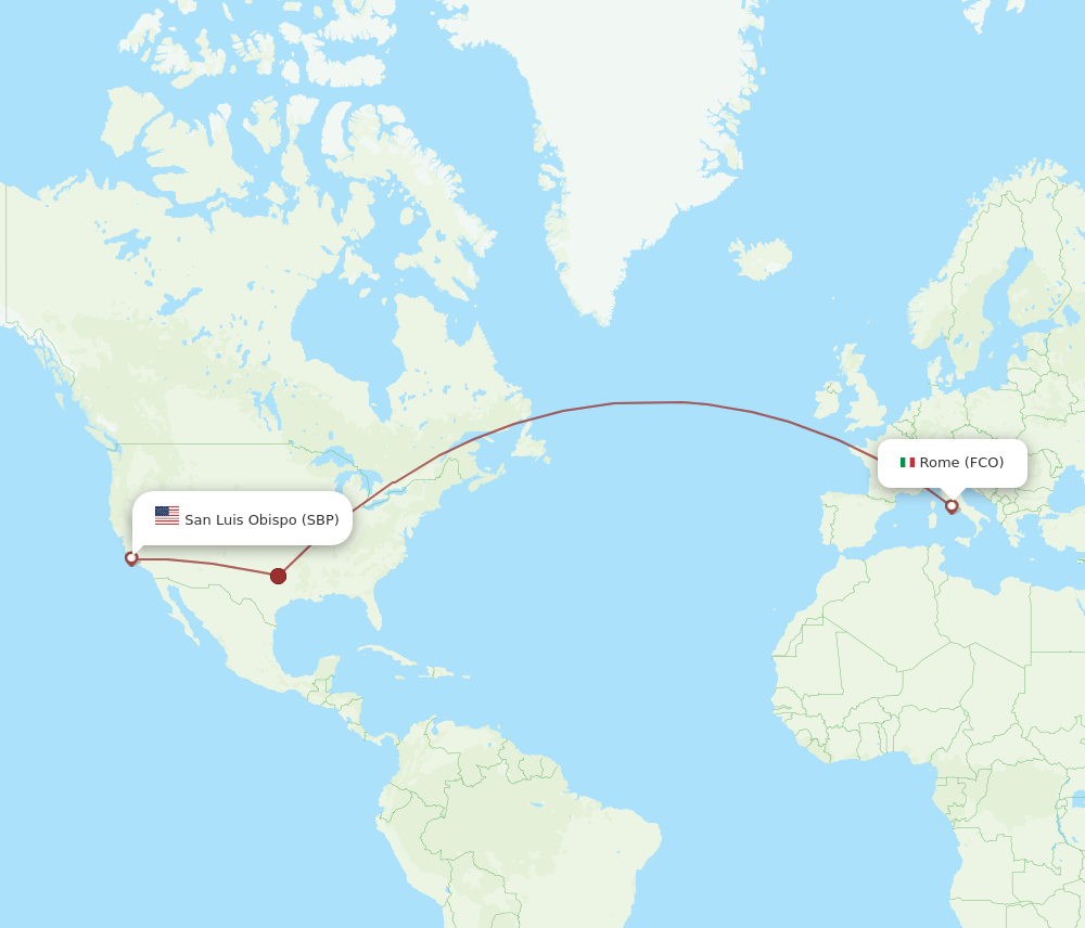 FCO-SBP flight routes