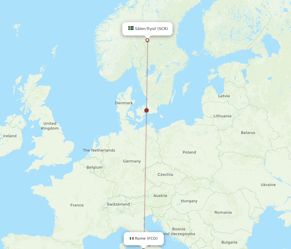 Salen - Rome route map and flight paths