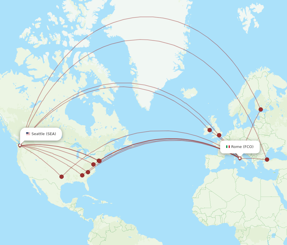 FCO-SEA flight routes